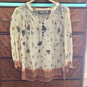 Anthropologie Floreat Windswept Umbrella Rain Top Sheer Fall